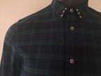Pretty Green Men's Plaid Studded Collar Shirt