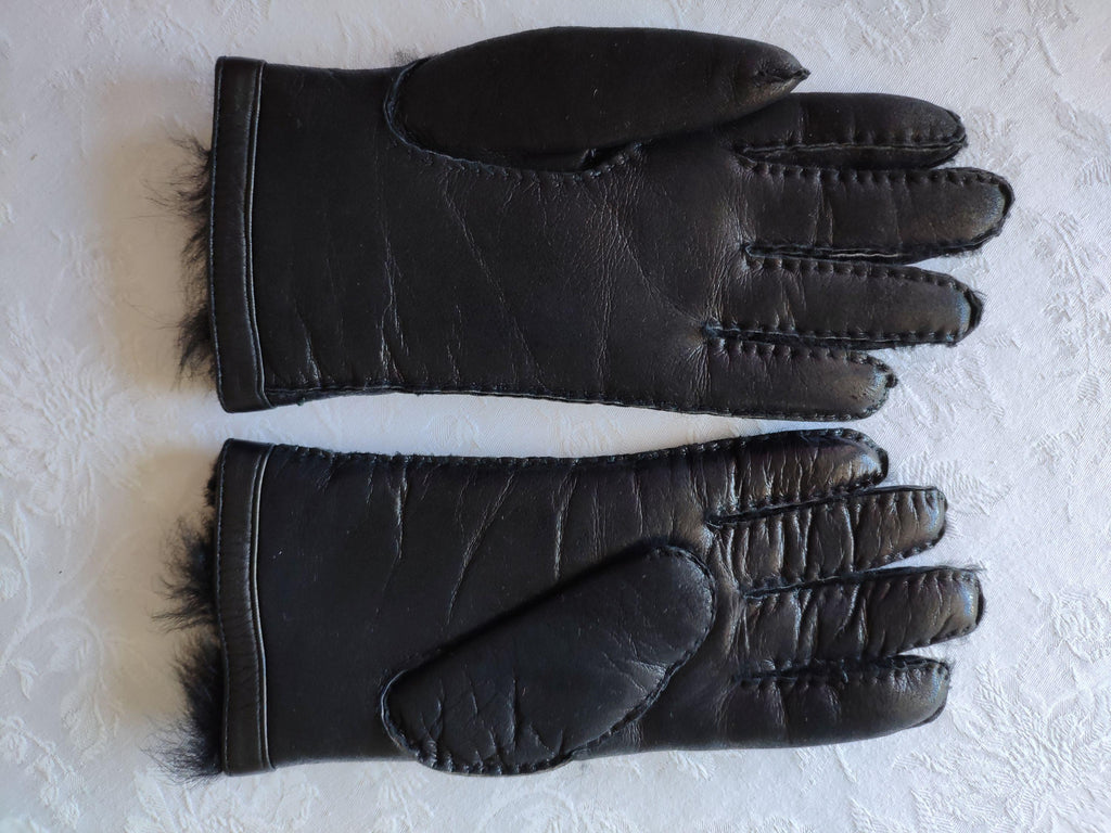 Black Shearling Lined Gloves
