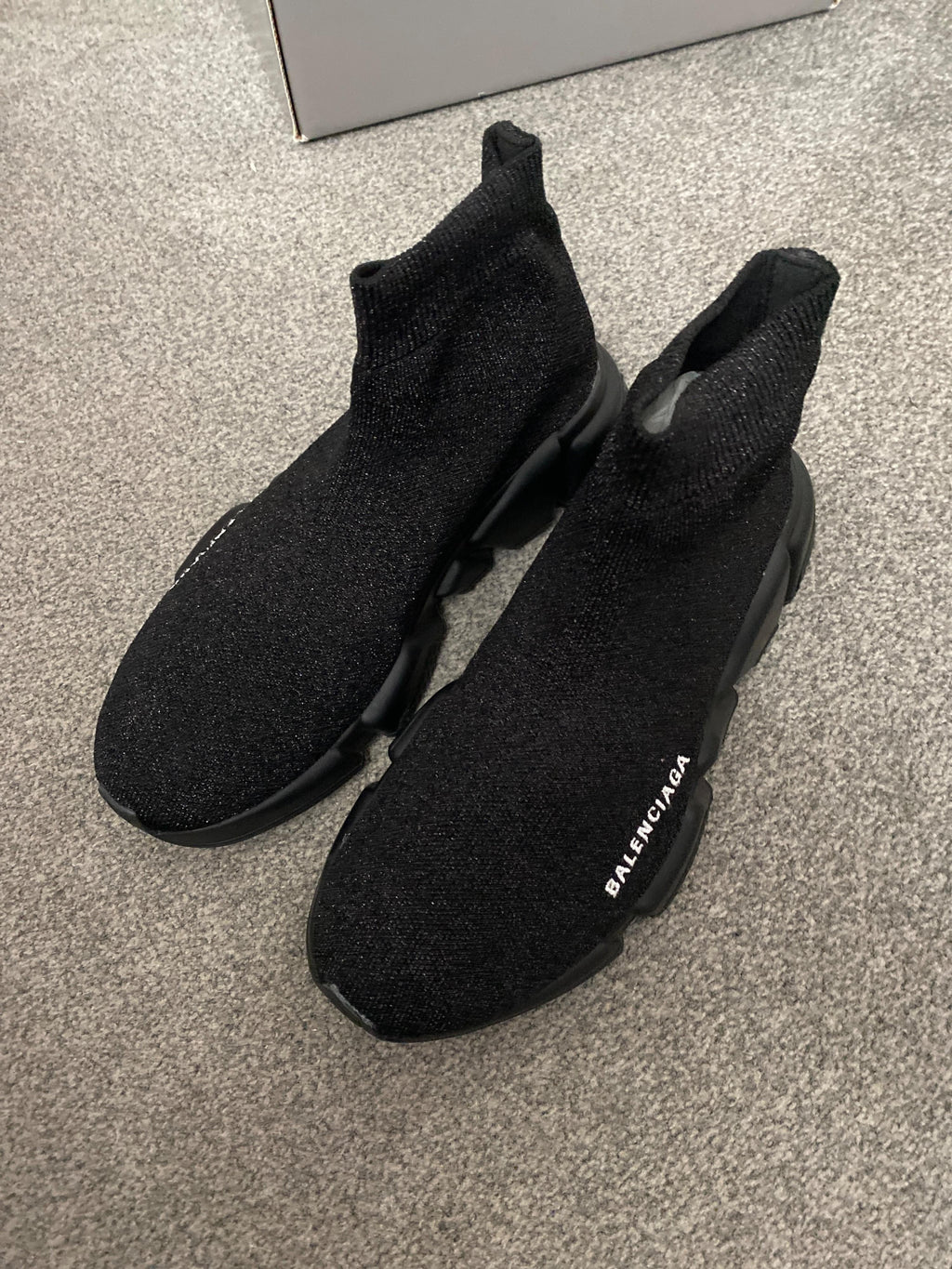 Black glitter stretch knit Speed trainers