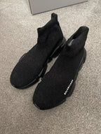 Black glitter stretch knit Speed trainers