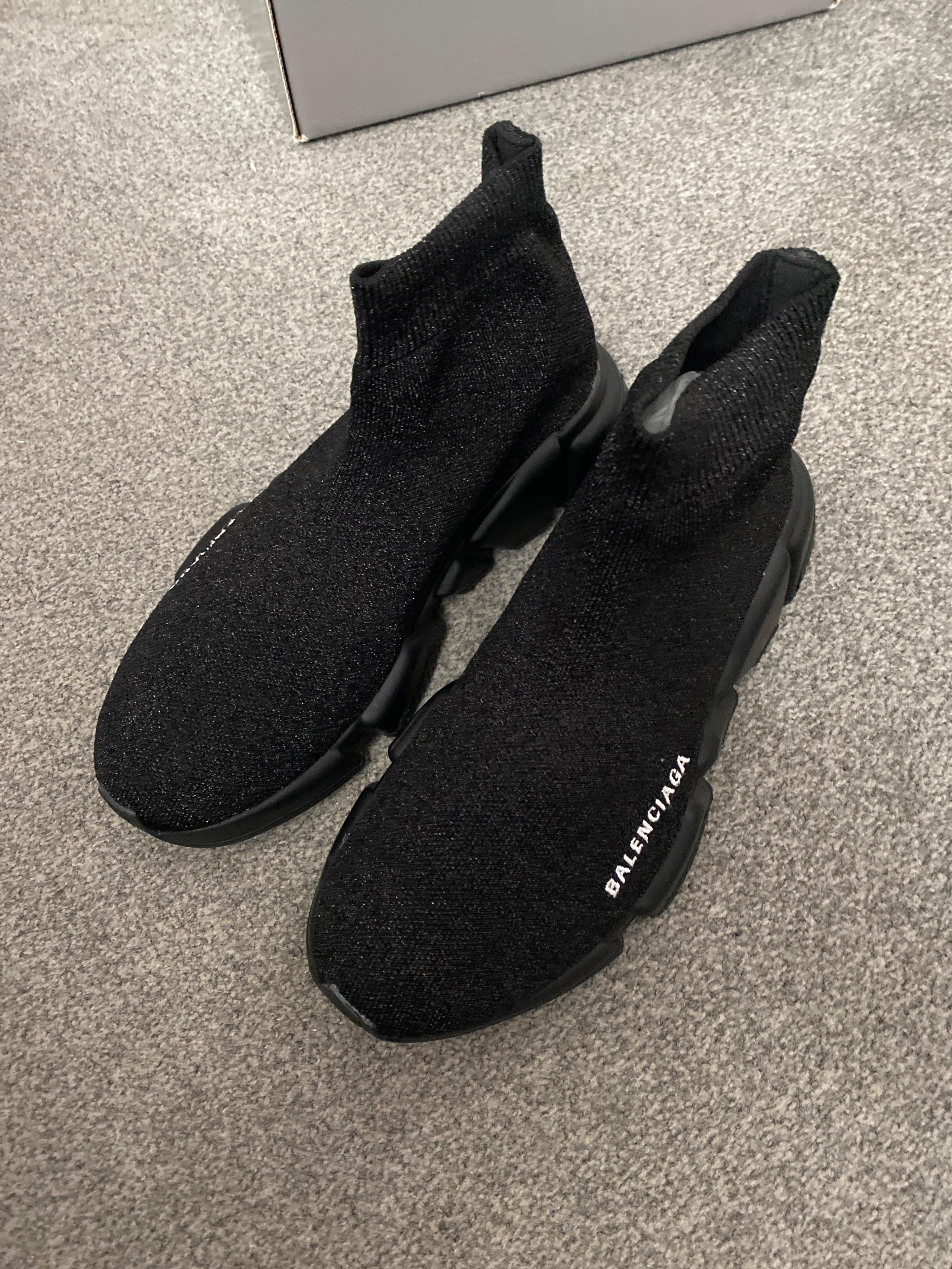 Black glitter stretch knit Speed trainers