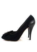 Chanel Black Crochet Floral Applique Heels