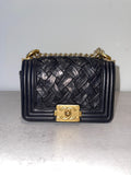 Paris Versailles black woven leather Micro Boy bag