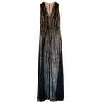 Alice + Olivia Black Sleeveless Lace Gown with White Underlay