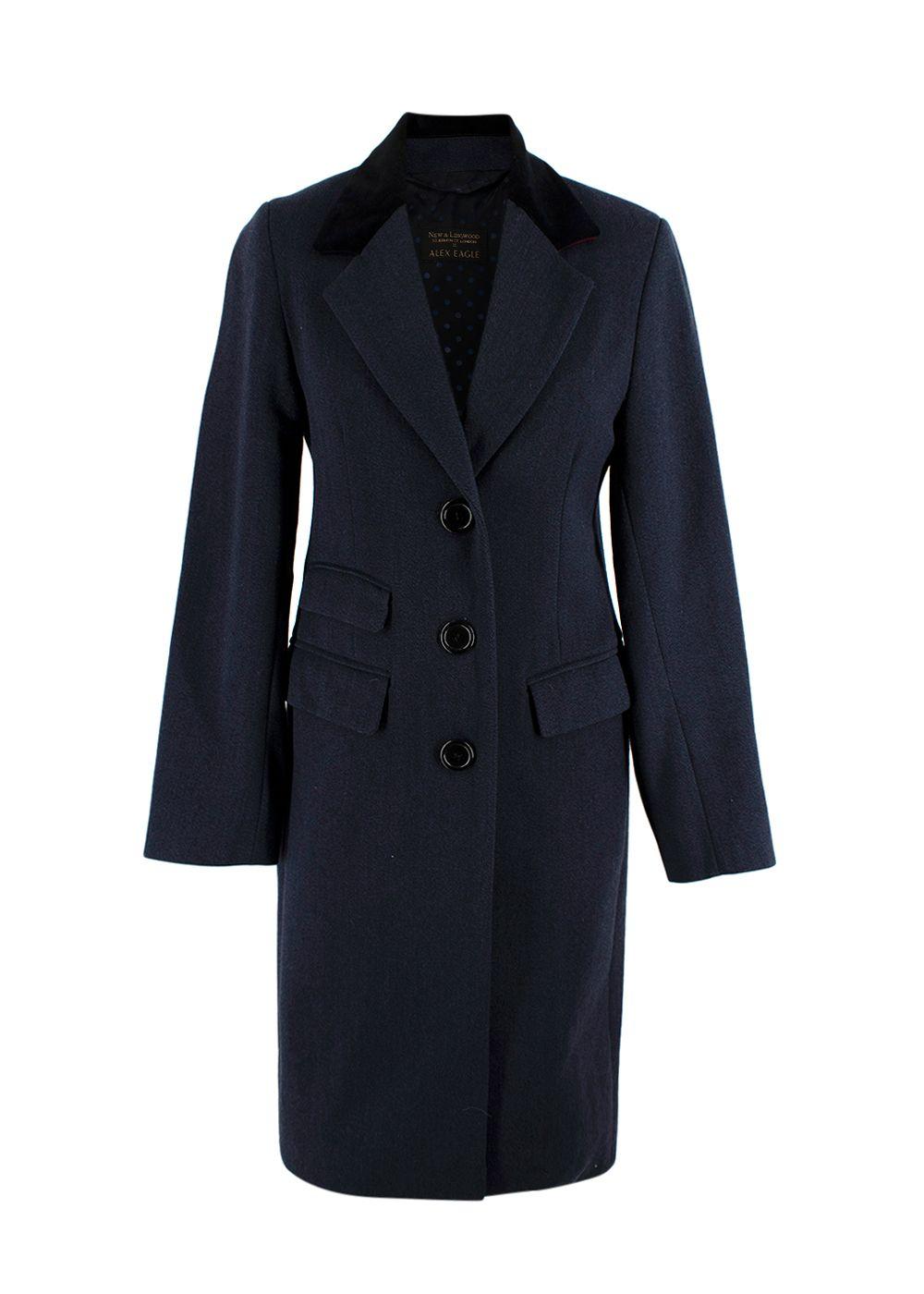 New & Lingwood x Alex Eagle Navy  Single Breasted Longline Coat