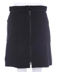 Black Tweed Zip Front Mini Skirt