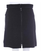 Black Tweed Zip Front Mini Skirt