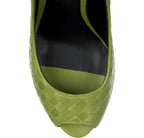 BOTTEGA VENETA Intrecciato leather peep-toe pumps