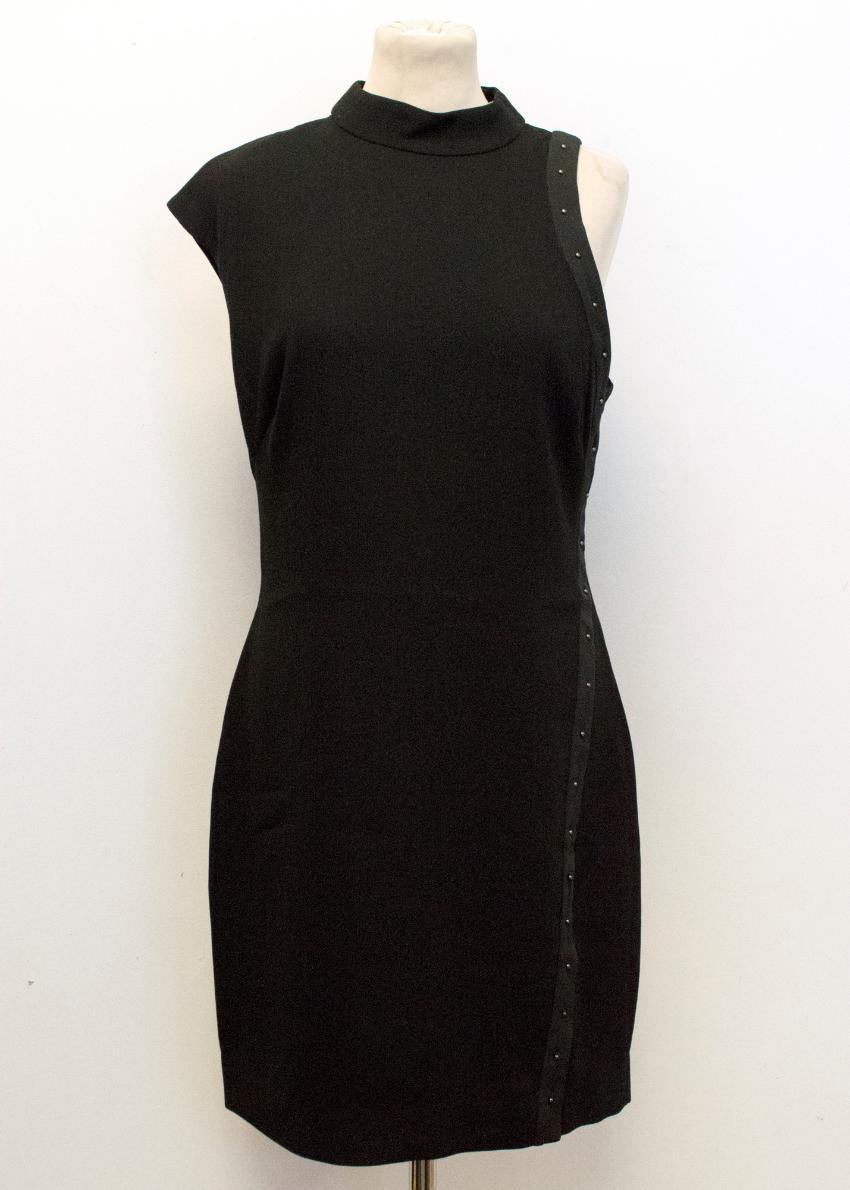 Halston Heritage Black High Neck Crepe Dress with Studs