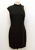 Halston Heritage Black High Neck Crepe Dress with Studs