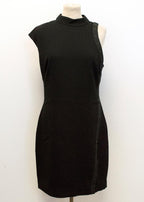 Halston Heritage Black High Neck Crepe Dress with Studs