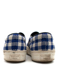 Celine Royal Blue and White Plaid Slip On Trainers