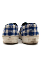 Celine Royal Blue and White Plaid Slip On Trainers