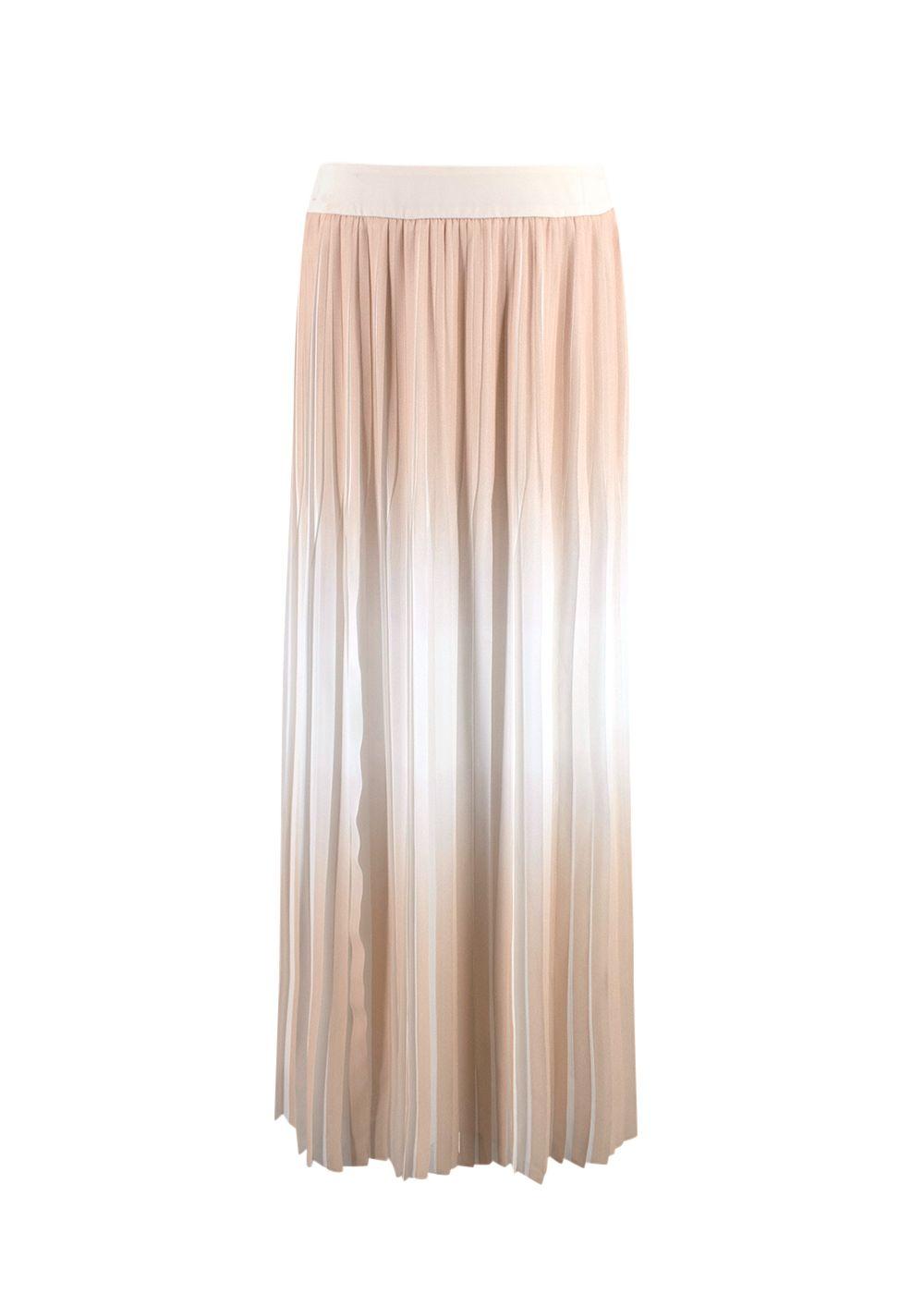Peserico Cream Ombre Pleated Midi Skirt
