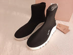Miu Miu Black & White Knit Sock Ankle Boots