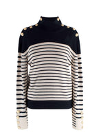JW Anderson Navy Striped Merino Wool Turtleneck Jumper
