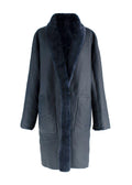 Loro Piana Blue Reversible Lamb Shearling Coat