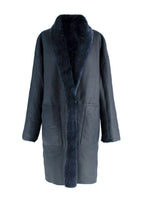 Loro Piana Blue Reversible Lamb Shearling Coat