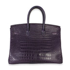 Hermès  Matte Niloticus Amethyst Crocodile Birkin 35 PHW