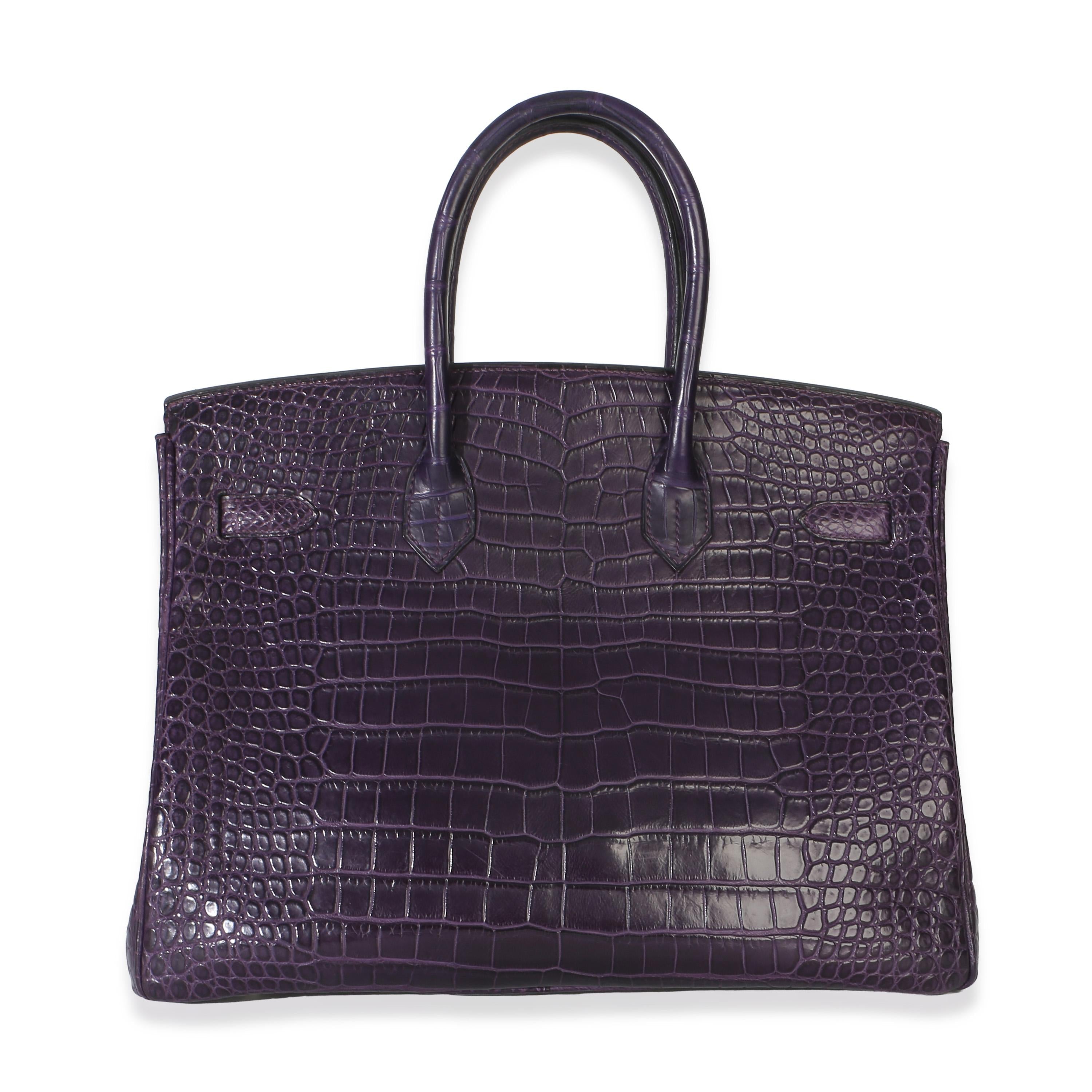 Hermès  Matte Niloticus Amethyst Crocodile Birkin 35 PHW