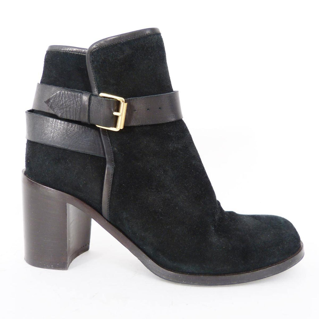 Studio Pollini buckled black suede ankle boots