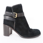 Studio Pollini buckled black suede ankle boots