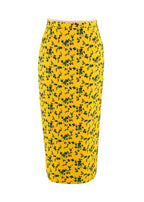 No.21 Yellow Floral Print Midi Skirt with Contrast Stripe Detail