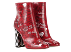 Dlce & Gabbana Red Graffiti Print Heeled Boots