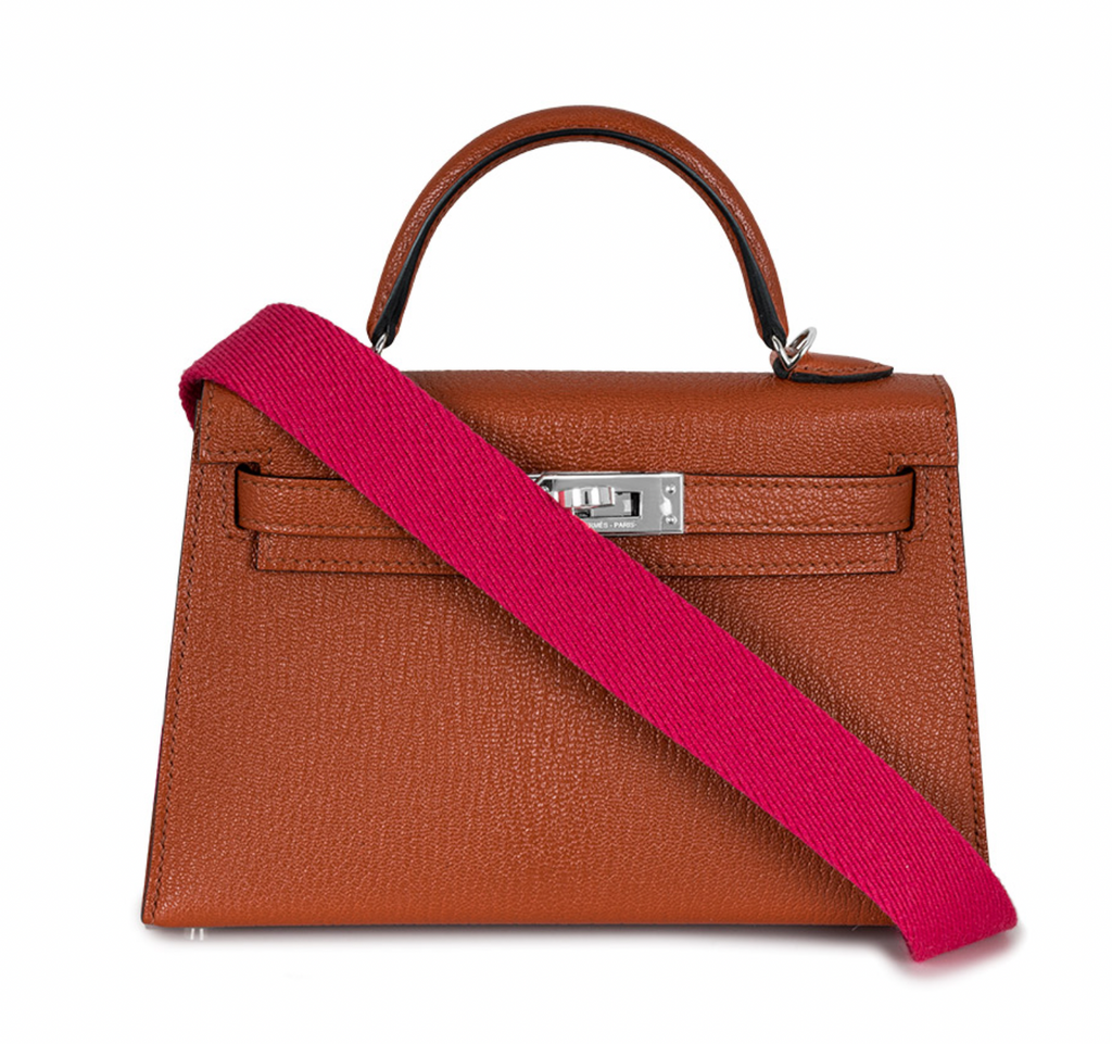 Hermès Cuivre Chèvre Mysore Leather Mini Kelly with Palladium Hardware