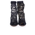 Dolce & Gabbana Stretch Lace Peep-Toe Sock Ankle Boots