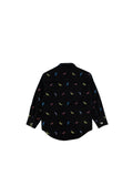 Black Banana Print Denim Shirt