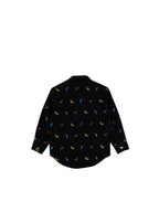Black Banana Print Denim Shirt