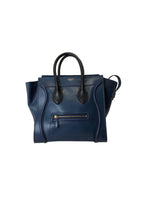Blue Leather Mini Luggage Tote