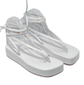 Amina Muaddi White Leather Tie Sandals