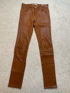 Tan Leather Skinny Pants
