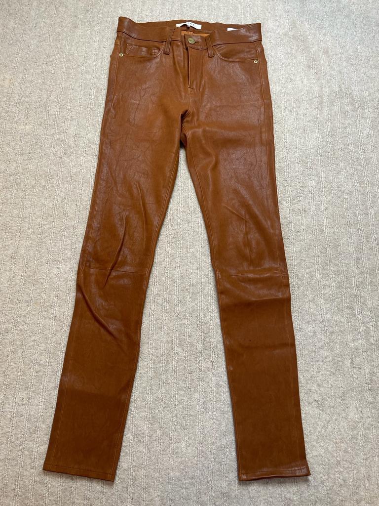 Tan Leather Skinny Pants