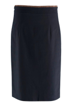 Brunello Cucinelli Navy Midi Skirt with Signature Waistband Detail