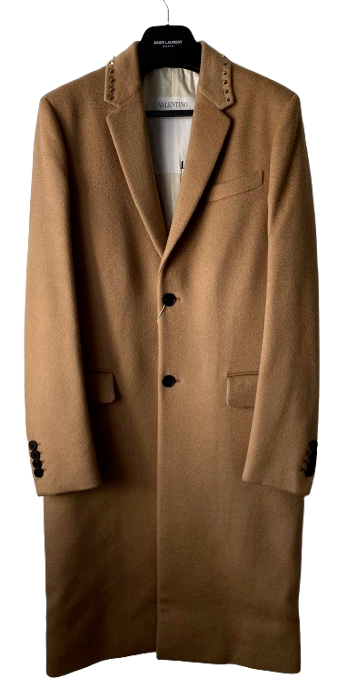 Camel Wood Rockstud Detail Coat