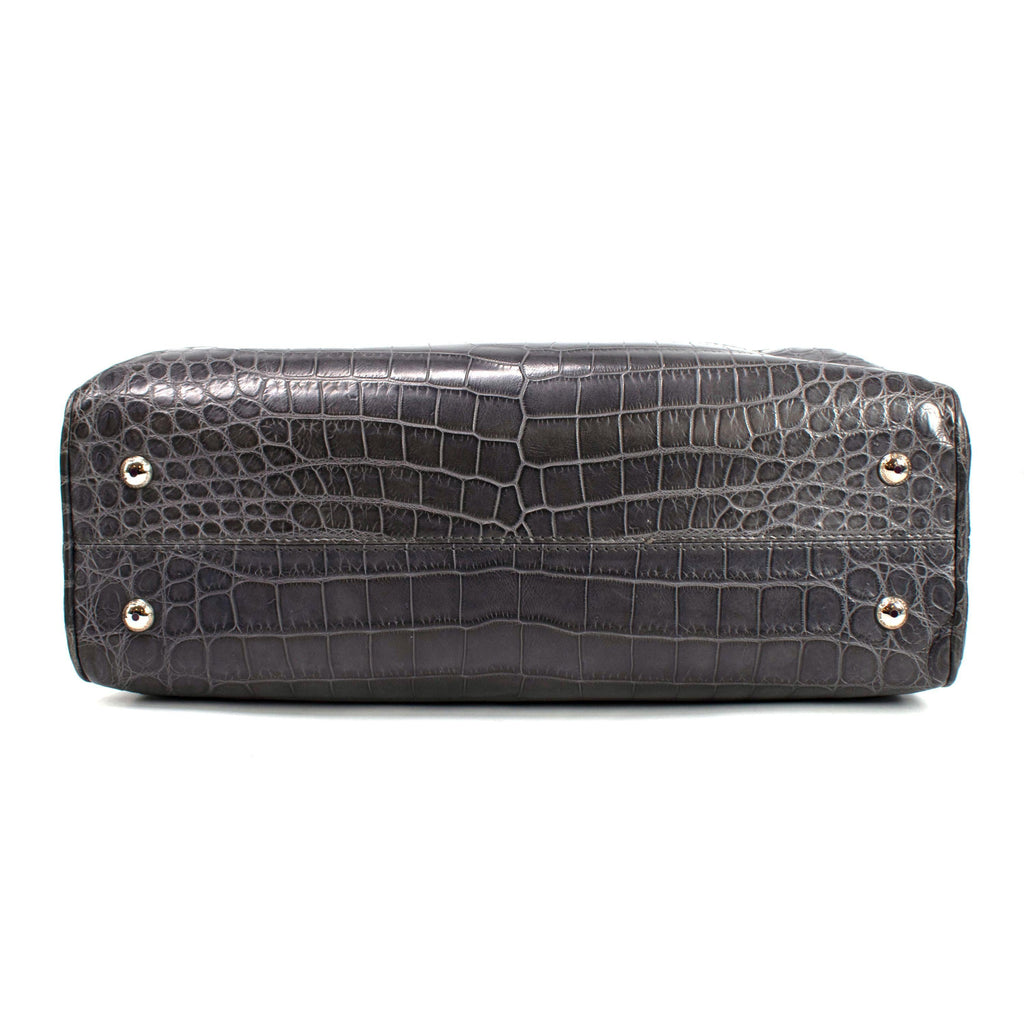 Asprey Grey Crocodile Leather Private Collection Handbag