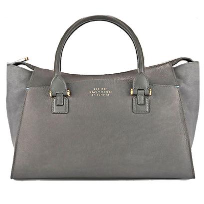 Smythson Eliot Leather Handbag, Graphite Grey