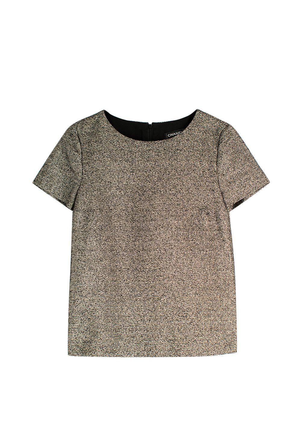 Chanel  Metallic Gold Tweed Top