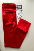 Red Silk Pants with Contrast Piping
