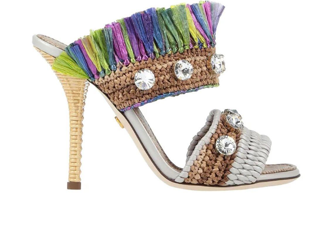 Tropical Jungle Fringed Heeled Sandals