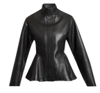 Alaia Black Leather Peplum Jacket