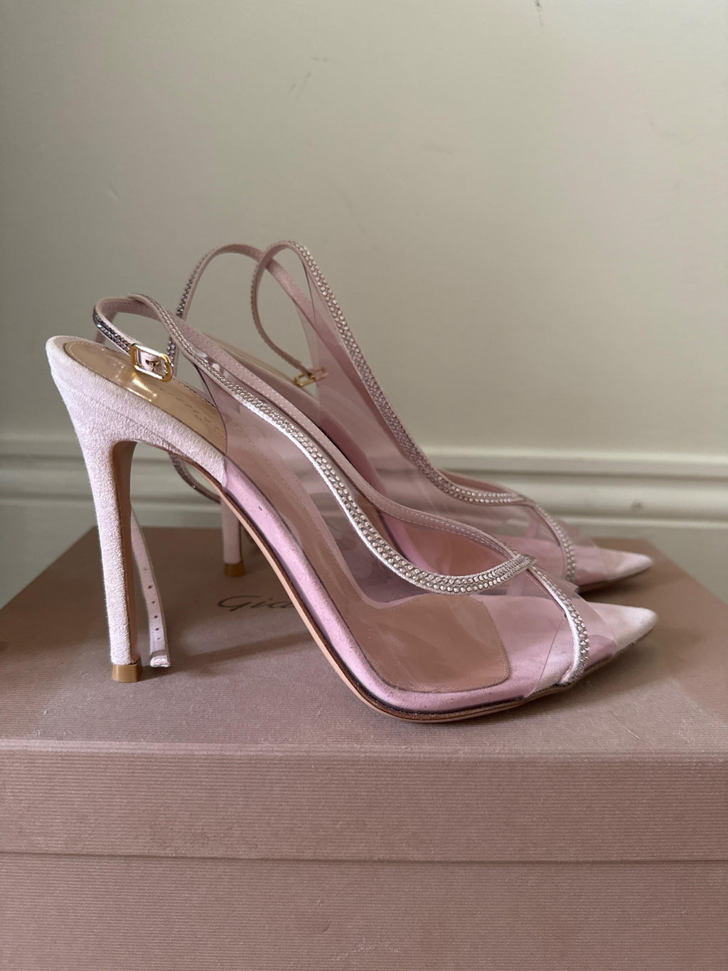 Gianvito Rossi Pink PVC Crystelle Heeled Sandals