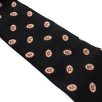 Lanvin Black Beige Oval Abstract Print Silk Tie