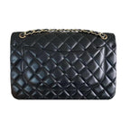 Quilted Black Lambskin Douple Flap Bag