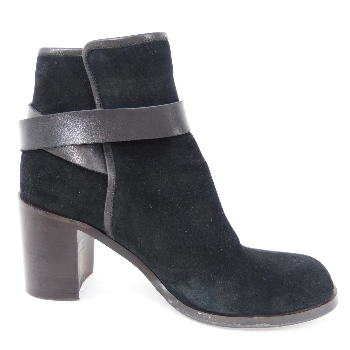 Studio Pollini buckled black suede ankle boots