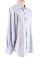 Emanuele Maffeis White & Blue Striped Cotton Tailored Shirt