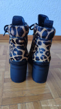 Leopard Print Lace-Up Ankle Boots